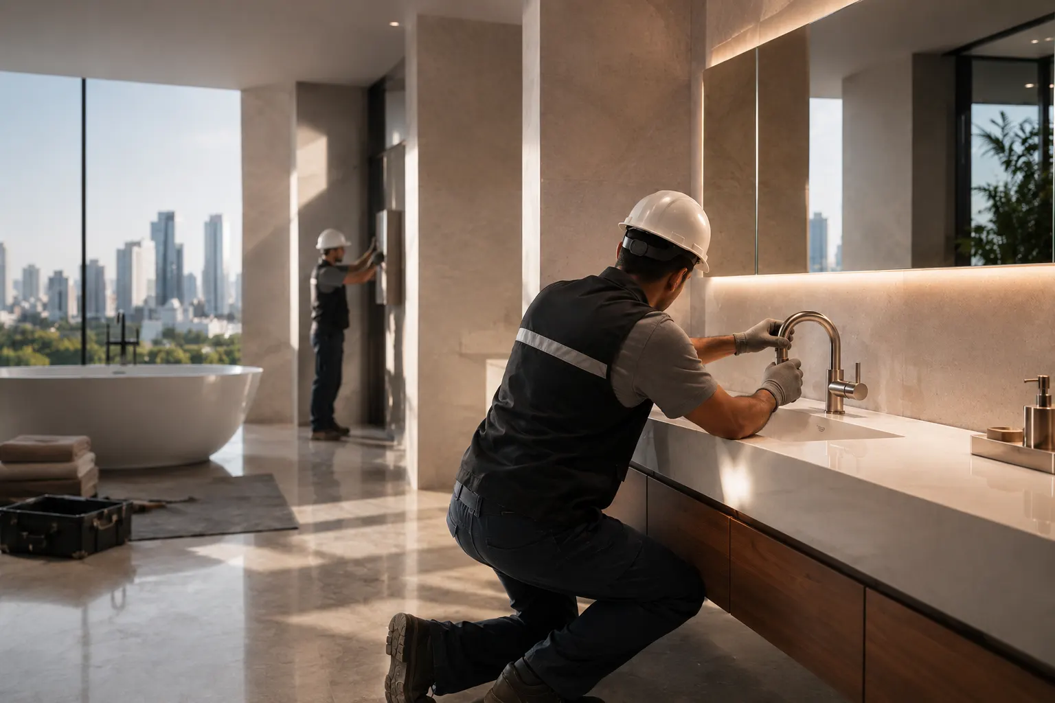 Instalación de grifería URREA en obra residencial — Paramita Construcción distribuidor oficial en CDMX